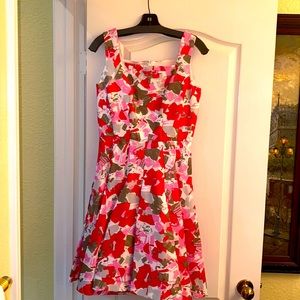 Summer dress,size 6,Oscar dela Renta brand.mix color,fabric 60% cotton, 40% silk